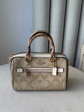 Coach Mini Bennett Satchel Snakeskin Handles Crossbody RARE Bag